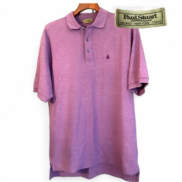 Paul Stuart Polo Dark Lilac Purple Shirt L XL Cotton FLAWS - Picture 1 of 7